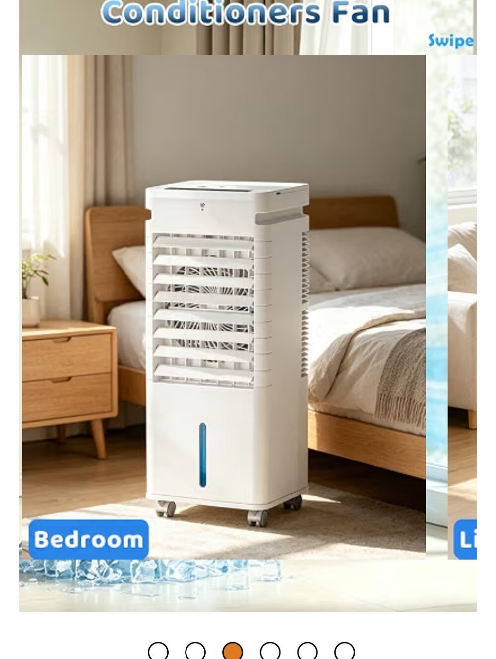 White Portable Evaporative Air Cooler for Bedroom - Brand Unbranded
